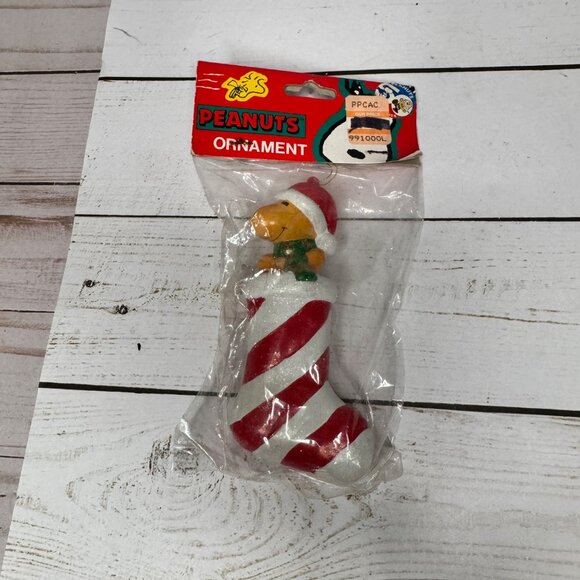 Woodstock in a Stocking Christmas Ornament Kurt Adler 3 1/2" Peanuts Gang Vtg - Picture 1 of 6